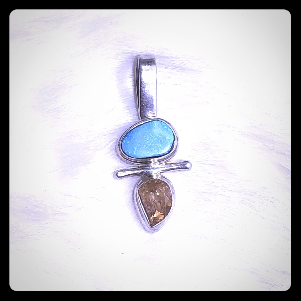Australian opal and yellow Topaz pendant